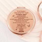 Limited Edition: 65mm Round Dual-Sided Button Mirror in Romantic Rose Gold. Mom's Blessings engraved, 2x Magnification, HD Glass, In-stock for quick delivery. Perfect for any festive occasion, a thoughtful gift choice! ๐น๐โจ